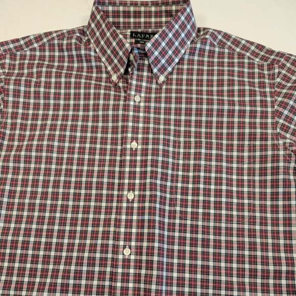 Lauren Ralph Lauren LRL Sz 17 Men Shirt Red Plaid Button Down Preppy Gingham - Picture 5 of 10